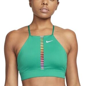 Nike Women's Indy Rainbow Ladder LS Padded High-Neck Sports Bra